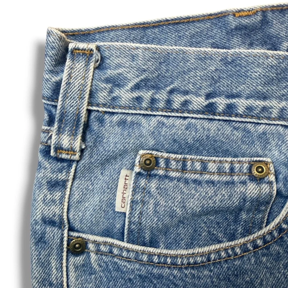 Carhartt Jeans Men 42x30 Blue Denim Traditional Fit‎ Cotton Workwear Logo B180